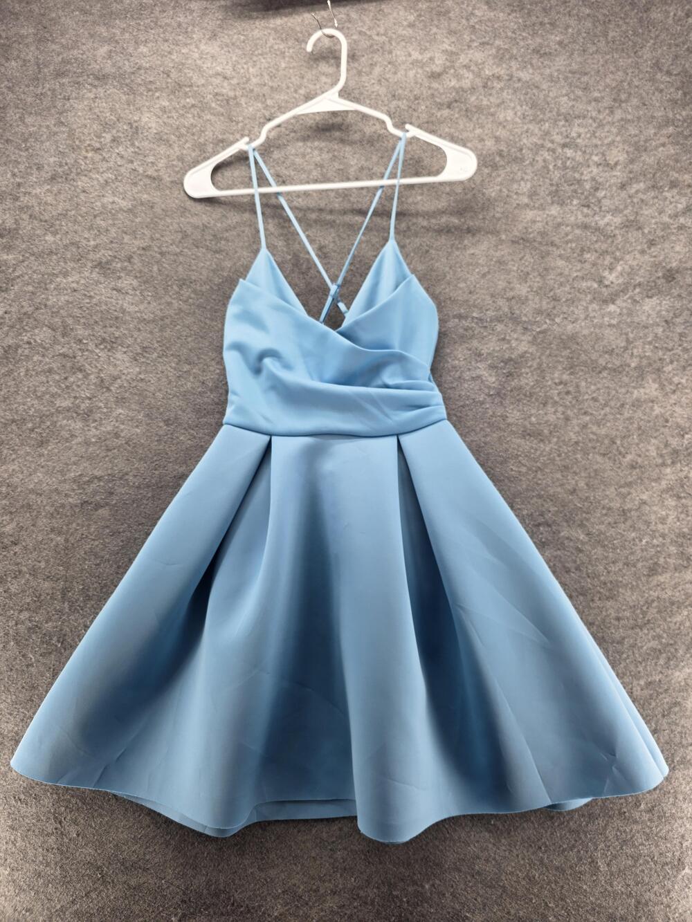 ASOS Dress Womens US 4 Blue Mini Fit Flare Spaghetti Straps Party Skater New